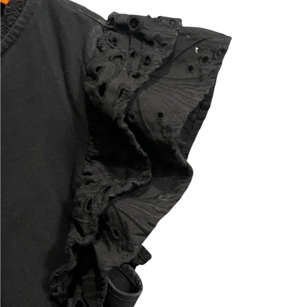 Black Ruffled Sleeve Top - Picture 6 of 11